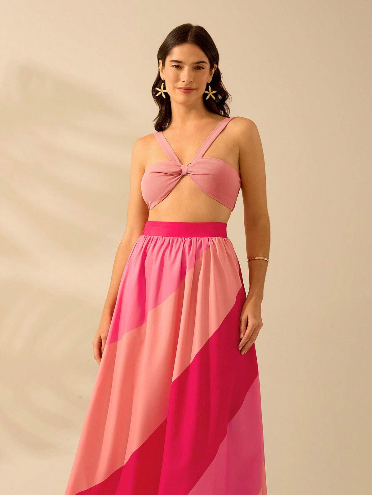 CAJUNI Women's Boho Multi-Color Printed Maxi Skirt, Holiday Leisure Beach Summer Skirt