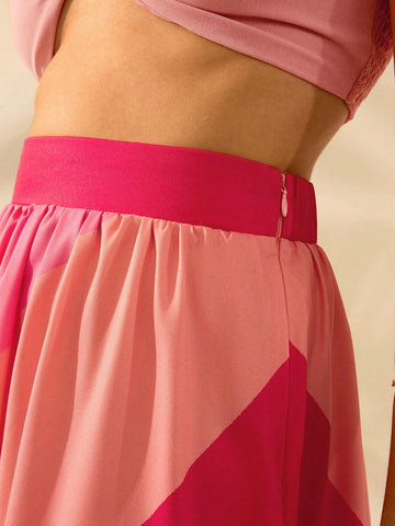 CAJUNI Women's Boho Multi-Color Printed Maxi Skirt, Holiday Leisure Beach Summer Skirt