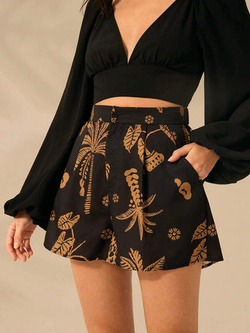 CAJUNI Women's Boho Print, Leopard, Coconut And Tortoise-Back Bamboo Print Shorts, Summer Casual, Beach Holiday Short Shorts