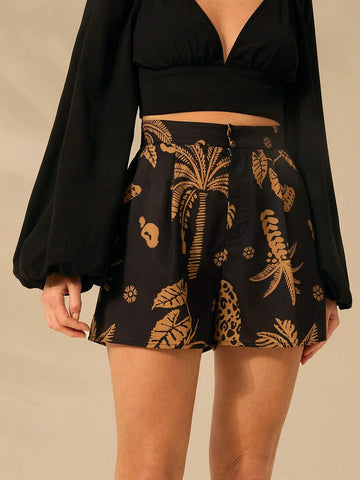 CAJUNI Women's Boho Print, Leopard, Coconut And Tortoise-Back Bamboo Print Shorts, Summer Casual, Beach Holiday Short Shorts