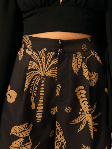 CAJUNI Women's Boho Print, Leopard, Coconut And Tortoise-Back Bamboo Print Shorts, Summer Casual, Beach Holiday Short Shorts