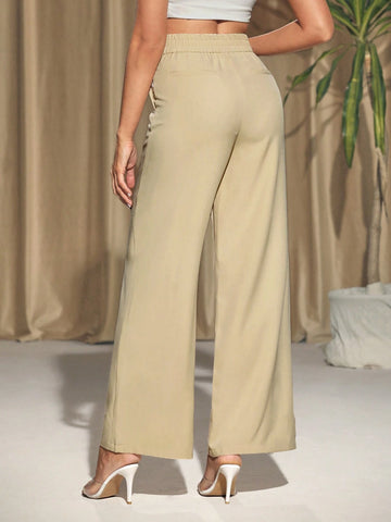 CHOLE BERNALES High Waist Loose Fit Wide Leg Pants For Casual Wear