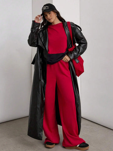 COSMINA 2pcs Women Casual Color Block Sweatshirt And Sweatpants Set, Autumn