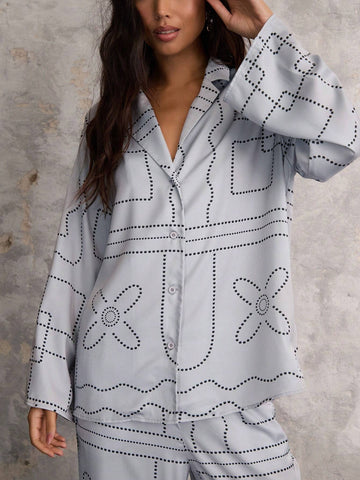 COSMINA 2pcs Women Casual Striped Print Long Sleeve Top And Pants Set, Autumn