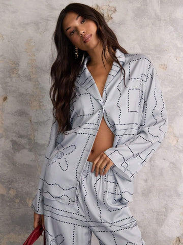 COSMINA 2pcs Women Casual Striped Print Long Sleeve Top And Pants Set, Autumn