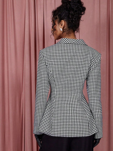 COSMINA Elegant Women Plaid Cinched Waist Blazer For Spring/Summer