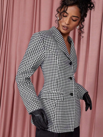 COSMINA Elegant Women Plaid Cinched Waist Blazer For Spring/Summer