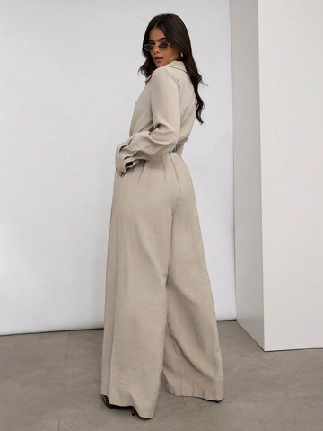 COSMINA Khaki Women Palazzo Jumpsuit, Autumn/Winter