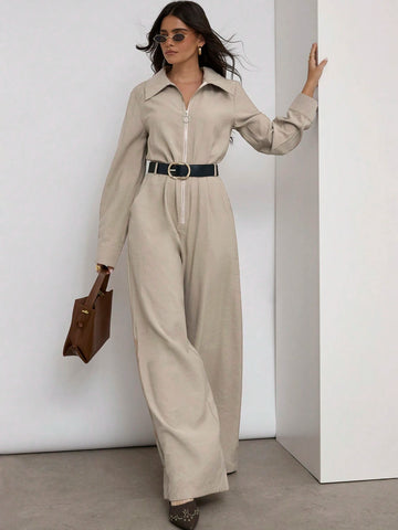 COSMINA Khaki Women Palazzo Jumpsuit, Autumn/Winter
