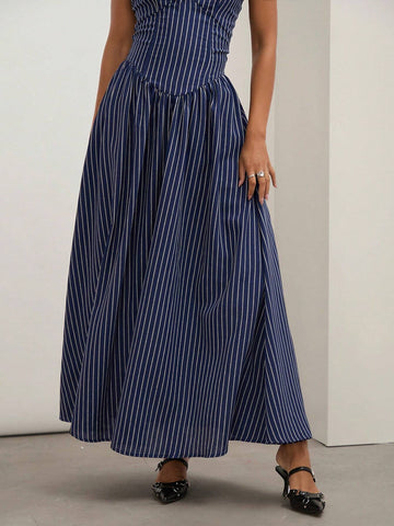 COSMINA Striped Tube Top Long Dress, Women's Long Dress, Summer,Women's Elegant Striped Bandeau Dress, Summer