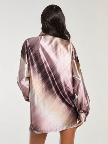 Women Loose Multicolor Blouse Shirt, Autumn/Winter