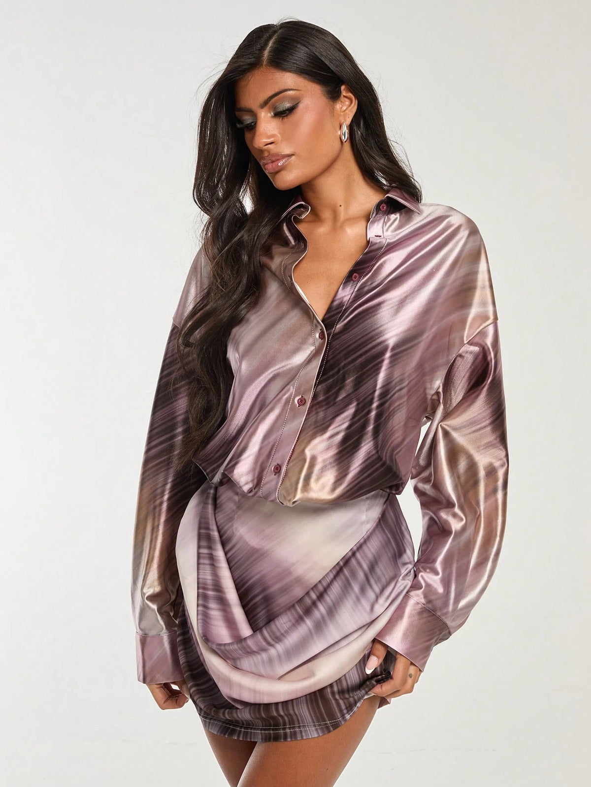 Women Loose Multicolor Blouse Shirt, Autumn/Winter