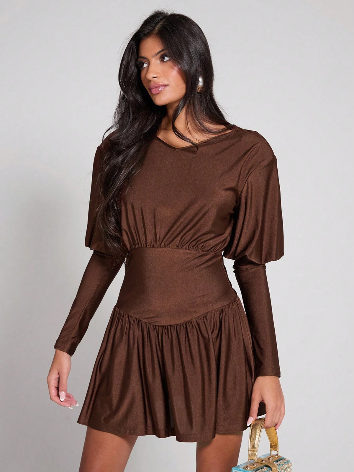 COSMINA Women's Autumn Elegant Waist-Cinched Midi Dress, Simple And Graceful