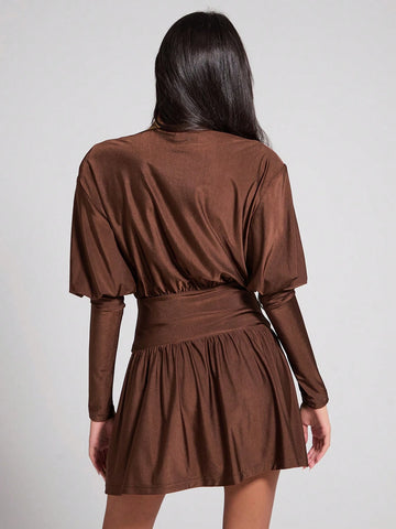 COSMINA Women's Autumn Elegant Waist-Cinched Midi Dress, Simple And Graceful