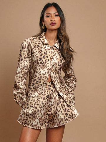 Women's Autumn Leopard Pattern Long Sleeve Single-Breasted Fashion Shirt