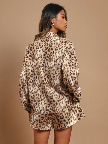 Women's Autumn Leopard Pattern Long Sleeve Single-Breasted Fashion Shirt