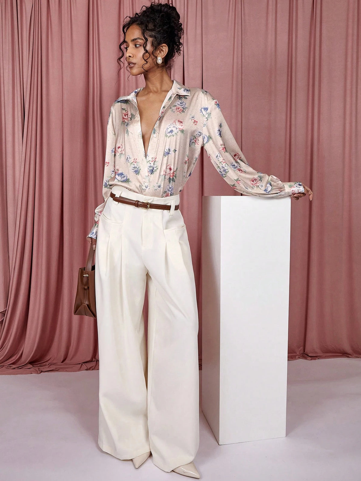 Women's Floral Print Long Sleeve Single-Breasted Casual Shirt