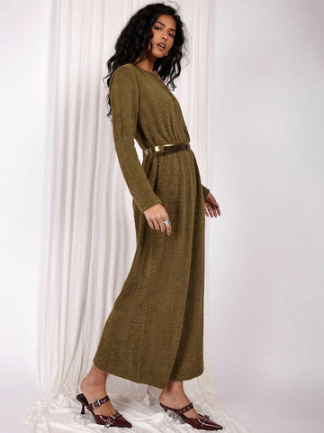COSMINA Women's Front Button Long Sleeve Casual Long Dress