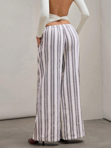 COSMINA Women's Low Waist Striped Simple Casual Pants