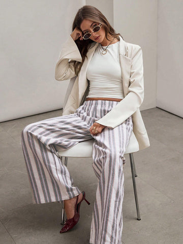 COSMINA Women's Low Waist Striped Simple Casual Pants