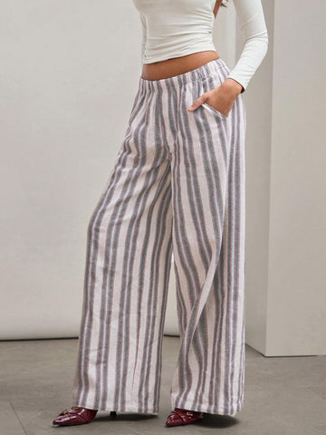 COSMINA Women's Low Waist Striped Simple Casual Pants