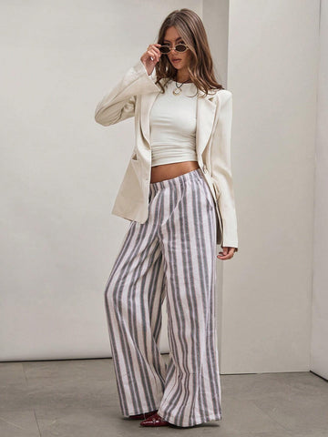 COSMINA Women's Low Waist Striped Simple Casual Pants