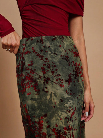 COSMINA Women's Patterned Detail Minimalist A-Line Skirt, Casual Daily Wear