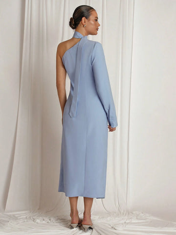 Women's Solid Color Front Button Oblique Shoulder Long Sleeve Simple Casual Shirt