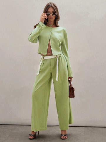 COSMINA Women's Solid Color Simple Loose Casual Long Pants