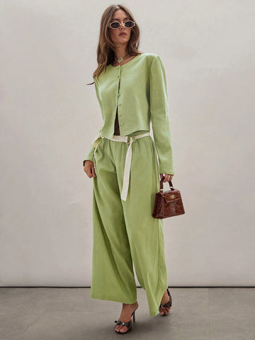 COSMINA Women's Solid Color Simple Loose Casual Long Pants