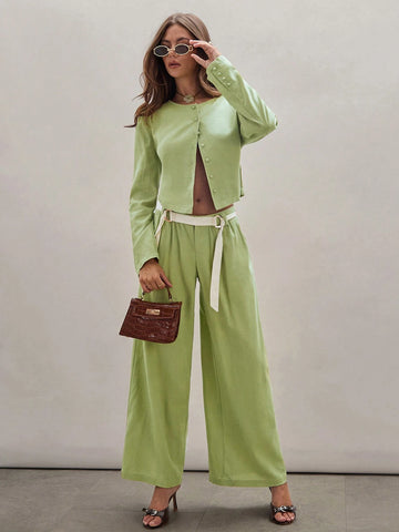 COSMINA Women's Solid Color Simple Loose Casual Long Pants