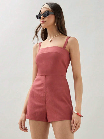 COSMINA Women's Solid Color Simple Summer Jumpsuit With Suspenders