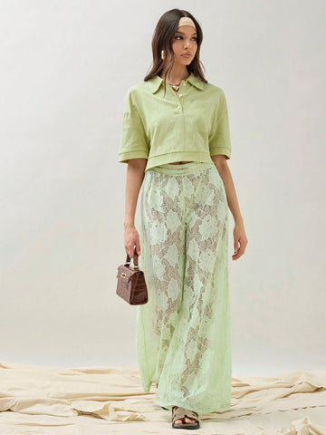 Women's Summer Casual Solid Color Cropped Shirt