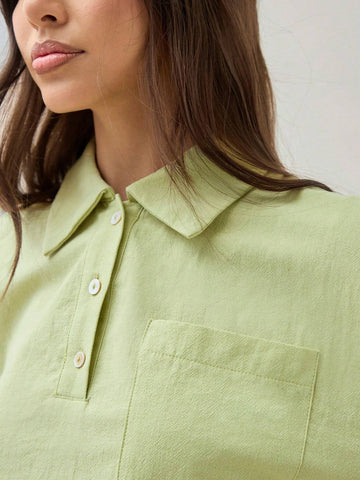 Women's Summer Casual Solid Color Cropped Shirt