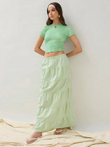 Women's Summer Casual Solid Color Lace Slim Cropped Shirt