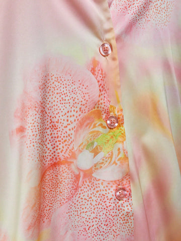 Women's Vacation Tie-Dye Print Irregular Crew Neck Loose Long Sleeve Casual Shirt
