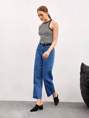 Woman Shoes Knit Detail Point Toe Chunky Mules For Spring And Summer