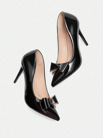 New Elegant Wedding Party Black Velvet High Heels, Skinny Strap Criss-Cross Gorgeous Charm Sexy Bowknot