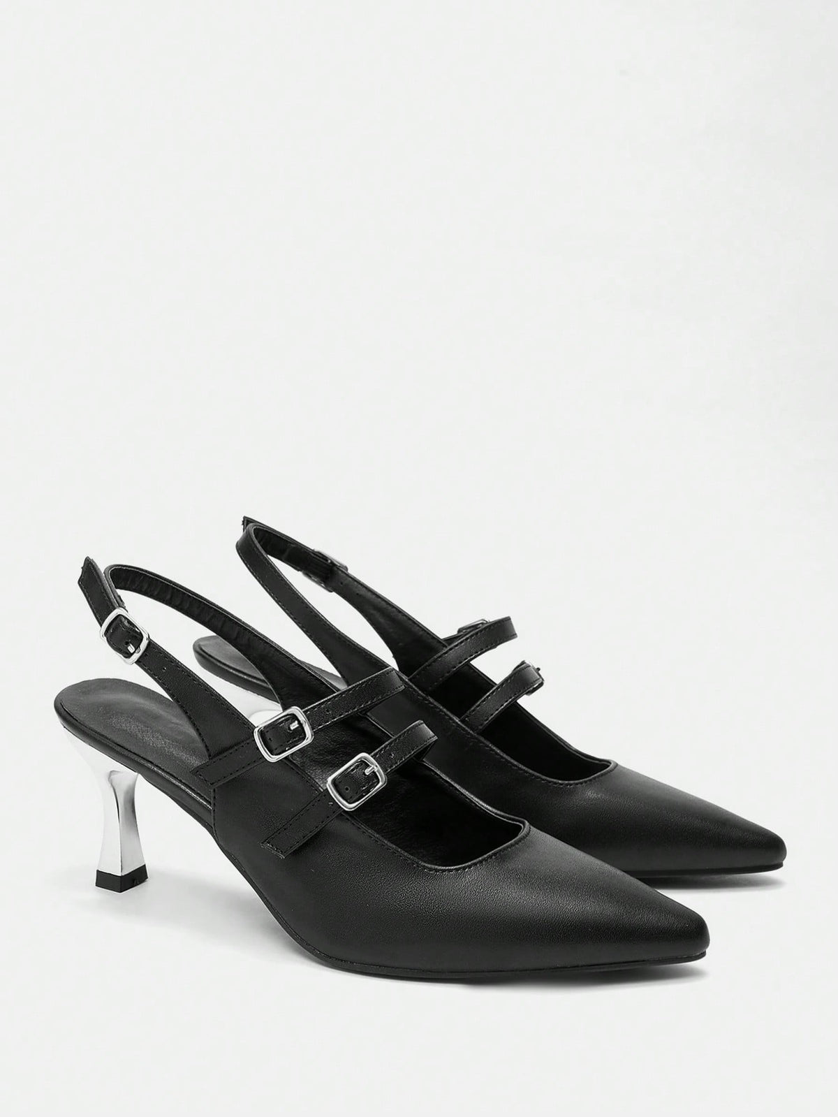 Pointed Toe Slim High Heel Backless Buckle Strap Women High Heels Pumps