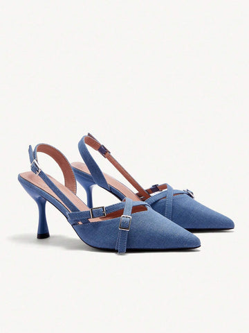 Women Elegant Pointed Toe Slip-On High Heels, Bowknot Decor, Comfortable PU Leather