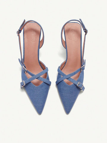 Women Elegant Pointed Toe Slip-On High Heels, Bowknot Decor, Comfortable PU Leather