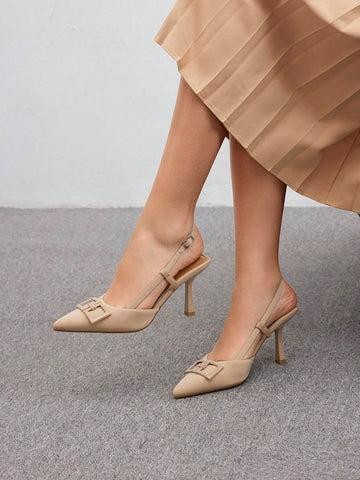 Women Fashionable And Elegant Camel-Colored Hollow-Out Business Shoes Elegant Basics Business Casual