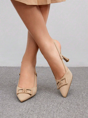 Women Fashionable And Elegant Camel-Colored Hollow-Out Business Shoes Elegant Basics Business Casual