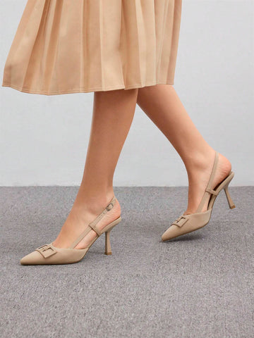 Women Fashionable And Elegant Camel-Colored Hollow-Out Business Shoes Elegant Basics Business Casual