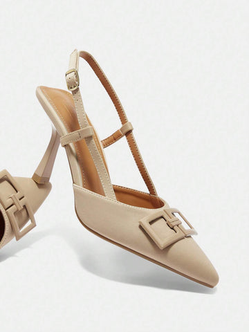 Women Fashionable And Elegant Camel-Colored Hollow-Out Business Shoes Elegant Basics Business Casual