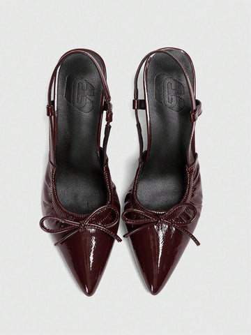 Women's Back Strap Butterfly Decor Lolita Style Pumps, Wine Red