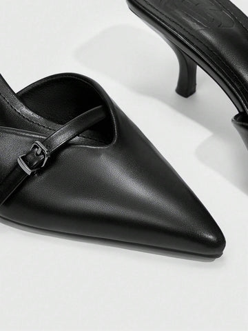 Women's Pointed Toe Metal Buckle Stiletto High Heels, Graduation Heel,