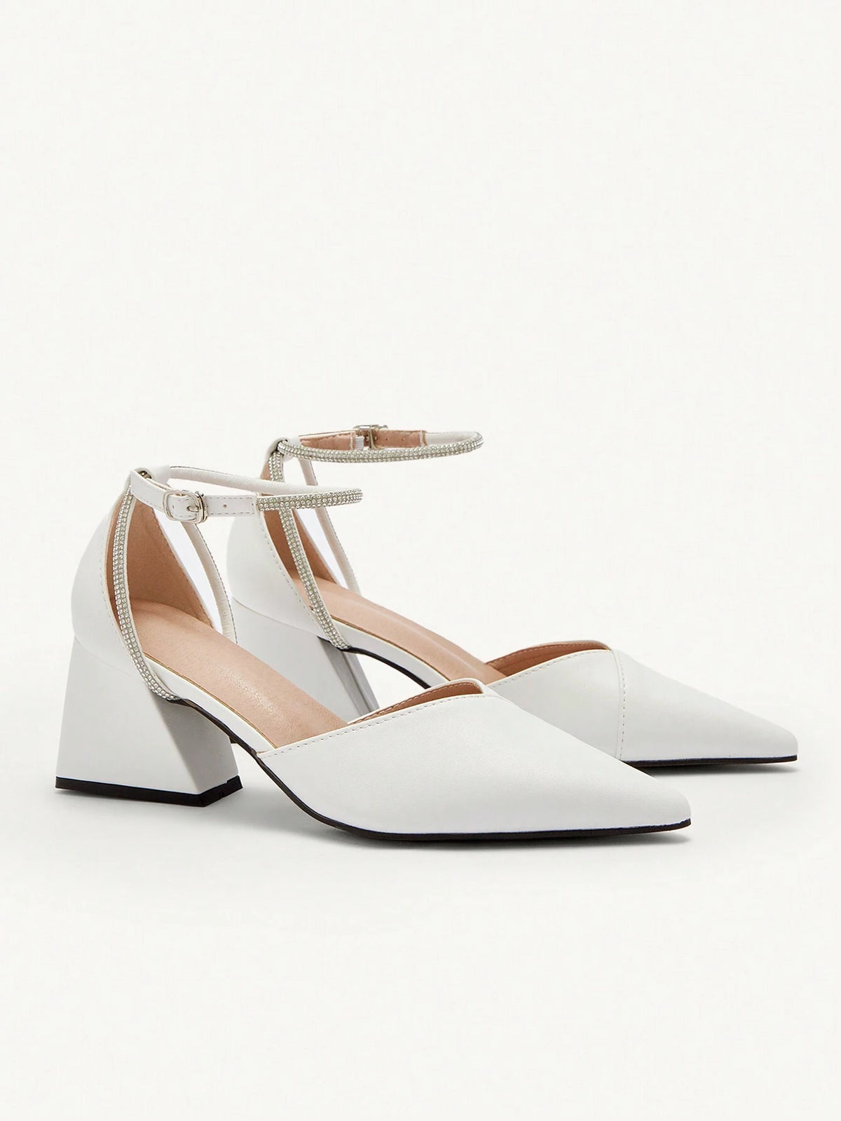 2024 New Black Round Toe Mid Heel Loafers For Women, Retro & Versatile European Style Plus Size, Rhinestone Decor