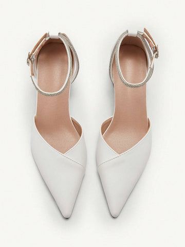 2024 New Black Round Toe Mid Heel Loafers For Women, Retro & Versatile European Style Plus Size, Rhinestone Decor