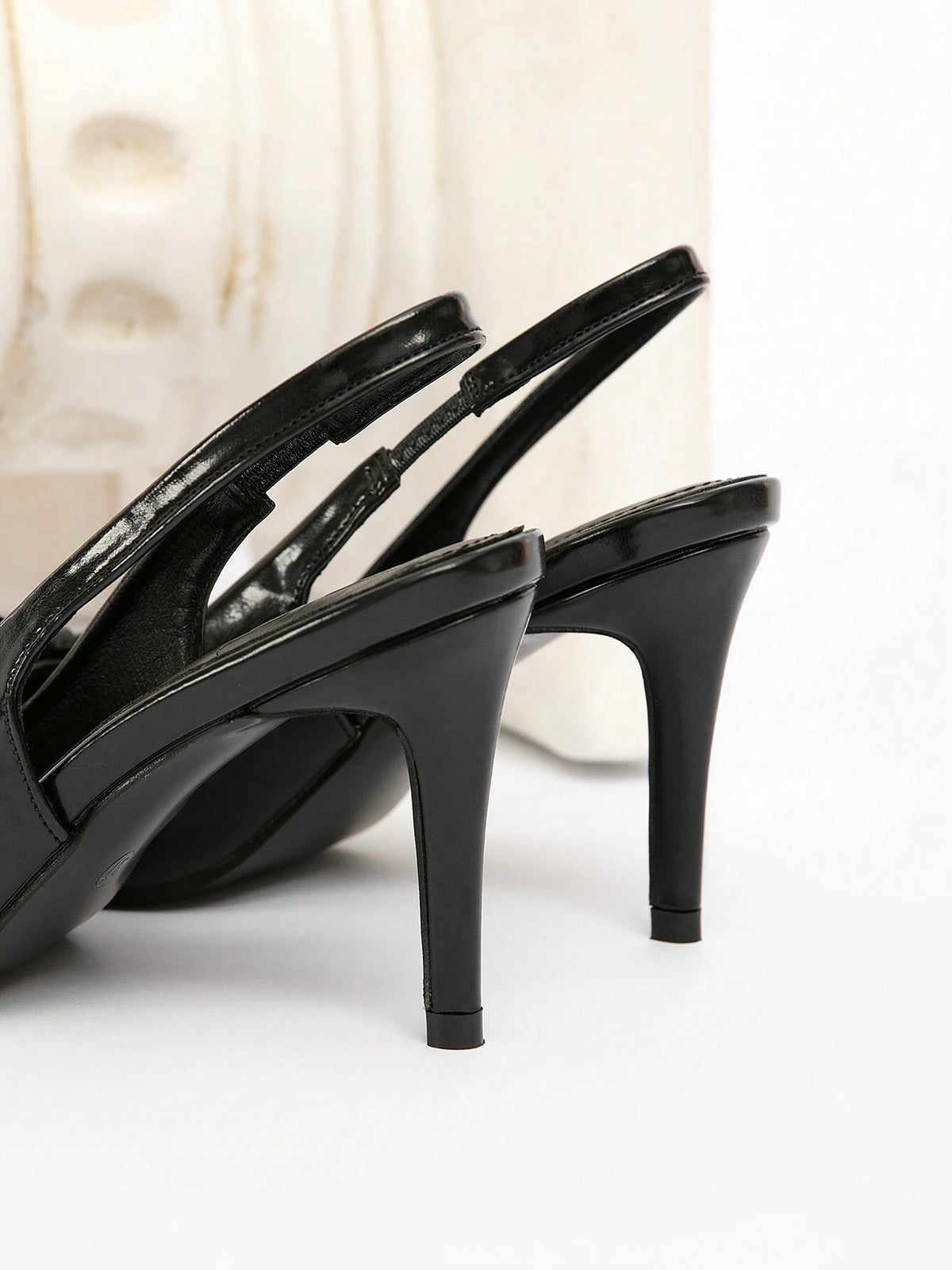 Commuter Style Sexy Pointed Toe Faux Leather High Heel Pumps With Bowknot Backstrap